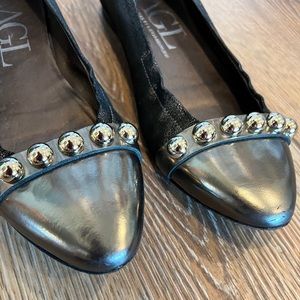 AGL cap toe ballet flat Pewter Pebble.  Size 38.5   US Size 8